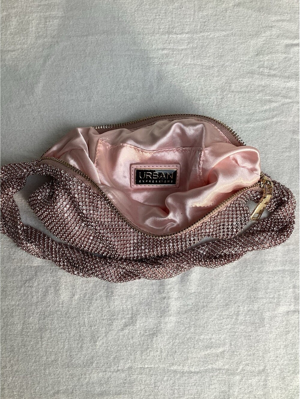 Urban Expressions  Pink HANDBAG Sparkle Mesh Knotted Handle Party Purse